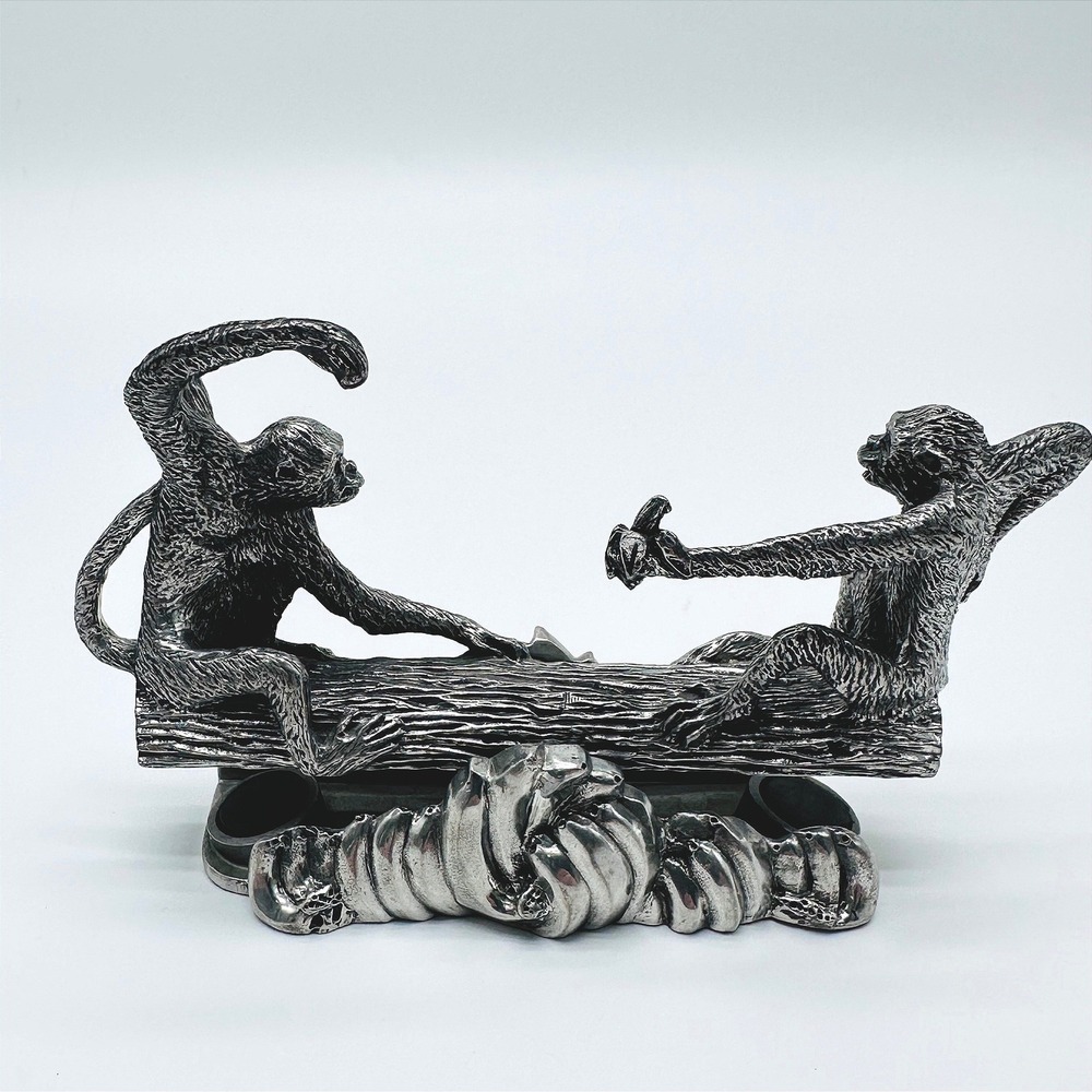 VTG Royal‎ Selangor Pewter Monkey Business Card Holder Desk Accessory Figurine